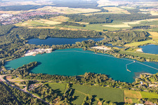 Forest areas on the shores of the Hardtsee Landgraben, Alter Baggersee and Badesee lakes Huttenheim in the district Huttenheim in Philippsburg in the state Baden-Wuerttemberg, Germany