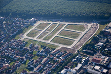 Aerial view of New development area Käthe-Kollwitz-Ring in the district Neudorf in Graben-Neudorf in the state Baden-Wuerttemberg, Germany