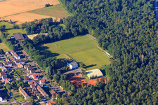 Waldstadion of FV Weingarten and tennis court of TC-Schwarz-Weiß Weingarten in Waldbrücke in Weingarten in the state Baden-Wuerttemberg, Germany