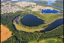 Old Rhine, Little Lake Constance and Pfeifer Baggersee at the Olhafen Karlsruhe in the district Eggenstein in Eggenstein-Leopoldshafen in the state Baden-Wuerttemberg, Germany