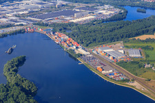 Landing port Wörth am Rhein with CONTARGO in the district Maximiliansau in Wörth am Rhein in the state Rhineland-Palatinate, Germany