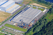 Am Oberwald industrial area with Netto logistics center in Wörth am Rhein in the state Rhineland-Palatinate, Germany
