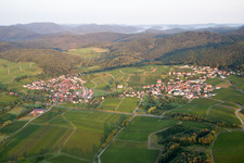 District Gleishorbach in Gleiszellen-Gleishorbach in the state Rhineland-Palatinate, Germany from the plane