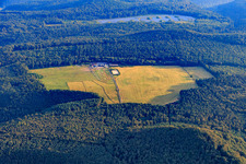 Equestrian center Glade-Ranch Kuffenberg on a forest clearing in the Palatinate Forest in Merzalben in the state Rhineland-Palatinate, Germany