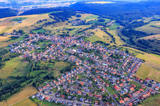 Village overview in the Southwest Palatinate from the south in Martinshöhe in the state Rhineland-Palatinate, Germany