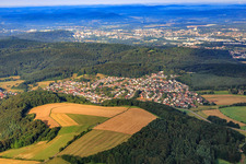 Village view in the Southwest Palatinate from the east in Lambsborn in the state Rhineland-Palatinate, Germany