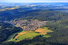 Village view in the Lambsbachtal from the north in Bechhofen in the state Rhineland-Palatinate, Germany