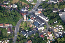 Aerial view of Castle complex of the Veste Burg Nohfelden of the Counts of Veldenz in Nohfelden in the state Saarland, Germany