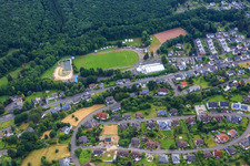 Natural swimming pool in Staden, camping Idar-Oberstein and sports field in Staden in the district Tiefenstein in Idar-Oberstein in the state Rhineland-Palatinate, Germany
