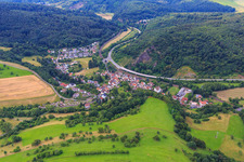 Village view from the south on the B48 in the district Hochstein in Winnweiler in the state Rhineland-Palatinate, Germany