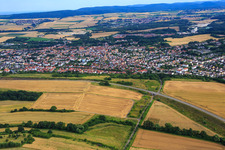Aerial view of City view from the north in Eisenberg in the state Rhineland-Palatinate, Germany
