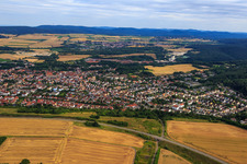 Oblique view of City view from the north in Eisenberg in the state Rhineland-Palatinate, Germany