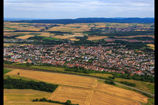 City view from the north in Eisenberg in the state Rhineland-Palatinate, Germany from above