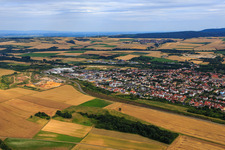 City view from the north in Eisenberg in the state Rhineland-Palatinate, Germany out of the air