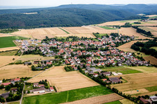 Village - view on the edge of agricultural fields and farmland in Tiefenthal in the state Rhineland-Palatinate, Germany