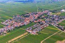 Overview of the town from the northeast in Friedelsheim in the state Rhineland-Palatinate, Germany