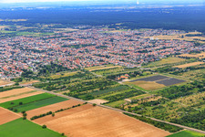 City view from the northwest in Haßloch in the state Rhineland-Palatinate, Germany