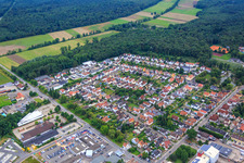 Aerial view of Gartenstadt settlement from the northeast in Kandel in the state Rhineland-Palatinate, Germany