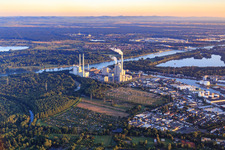 Substation in front of EnBW Energie Baden-Württemberg AG, Rhine Harbor Steam Power Plant Karlsruhe in the district Daxlanden in Karlsruhe in the state Baden-Wuerttemberg, Germany