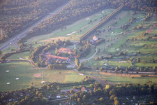 Aerial photograpy of KA Golf Club Scheibenhardt in the district Beiertheim-Bulach in Karlsruhe in the state Baden-Wuerttemberg, Germany