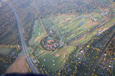 Aerial view of Scheibenhardt Golf Club in the district Beiertheim-Bulach in Karlsruhe in the state Baden-Wuerttemberg, Germany