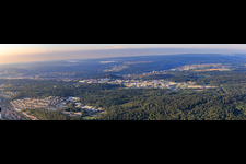 Panorama of the Karlsruher Straße commercial area from the north in the district Nordstadt in Pforzheim in the state Baden-Wuerttemberg, Germany