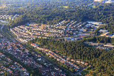 Turnstraße commercial area with Otto Riehm School, DENTAURUM GmbH & Co. KG in Ispringen in the state Baden-Wuerttemberg, Germany