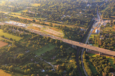 Motorway bridge and rest area Kämpfelbach on the A8 in the district Nordstadt in Pforzheim in the state Baden-Wuerttemberg, Germany