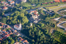 Aerial view of Castle of Schloss Gondelsheim in Gondelsheim in the state Baden-Wurttemberg, Germany