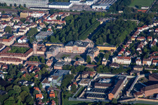 Aerial view of Castle from the north in Bruchsal in the state Baden-Wuerttemberg, Germany