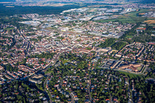 Aerial view of From the northeast in Bruchsal in the state Baden-Wuerttemberg, Germany