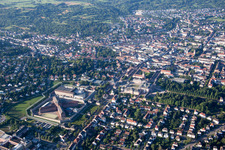 Downtown from the north in Bruchsal in the state Baden-Wuerttemberg, Germany
