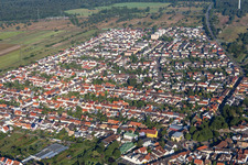 Aerial view of From the east in the district Wiesental in Waghäusel in the state Baden-Wuerttemberg, Germany