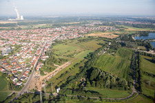 Aerial photograpy of District Oberhausen in Oberhausen-Rheinhausen in the state Baden-Wuerttemberg, Germany