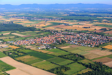 Village view from the southeast in Zeiskam in the state Rhineland-Palatinate, Germany