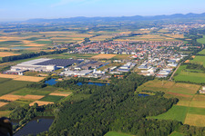 Interpark industrial area from the northeast in Offenbach an der Queich in the state Rhineland-Palatinate, Germany