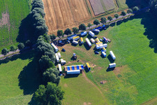 Circus wagons on the cattle trail in Kapsweyer in the state Rhineland-Palatinate, Germany