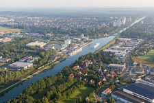 Town on the banks of the river of Main-Danube-Channel in the district Schallershof in Erlangen in the state Bavaria, Germany