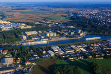 River cruise ships at port Erlangen on the Main-Danube Canal in the district Industriehafen in Erlangen in the state Bavaria, Germany