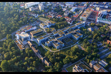Aerial view of University Hospital Erlangen with Neurology and Dermatology Clinic in the district Altstadt in Erlangen in the state Bavaria, Germany