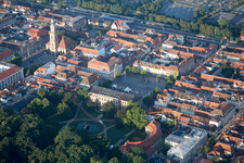 Church building in of Hugenottenkirche Old Town- center of downtown in Erlangen in the state Bavaria