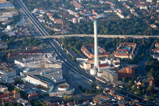 Power plants and exhaust towers of coal thermal power station in Erlangen in the state Bavaria