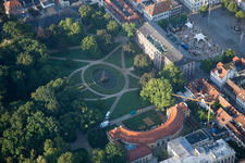 Aerial view of Garden of the castle Erlangen in Erlangen in the state Bavaria