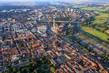 City center from the north in the district Rathausplatz in Erlangen in the state Bavaria, Germany