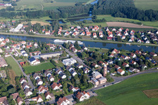 Village on the river bank areas of Regnitz in the district Kleinseebach in Moehrendorf in the state Bavaria, Germany