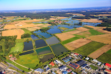 Franconian fish pond landscape in the district Oberlindach in Weisendorf in the state Bavaria, Germany