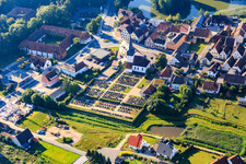 Castle Weisendorf and Evangelical Lutheran Church at the Cemetery Weisendorf in Weisendorf in the state Bavaria, Germany