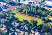 Pump track Erlangen Frauenaurach and cinder track of the primary school Frauenaurach in the district Frauenaurach in Erlangen in the state Bavaria, Germany