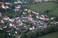Maxburgstr in the district Billigheim in Billigheim-Ingenheim in the state Rhineland-Palatinate, Germany from above
