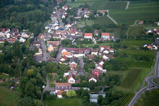 Drone recording of District Ingenheim in Billigheim-Ingenheim in the state Rhineland-Palatinate, Germany